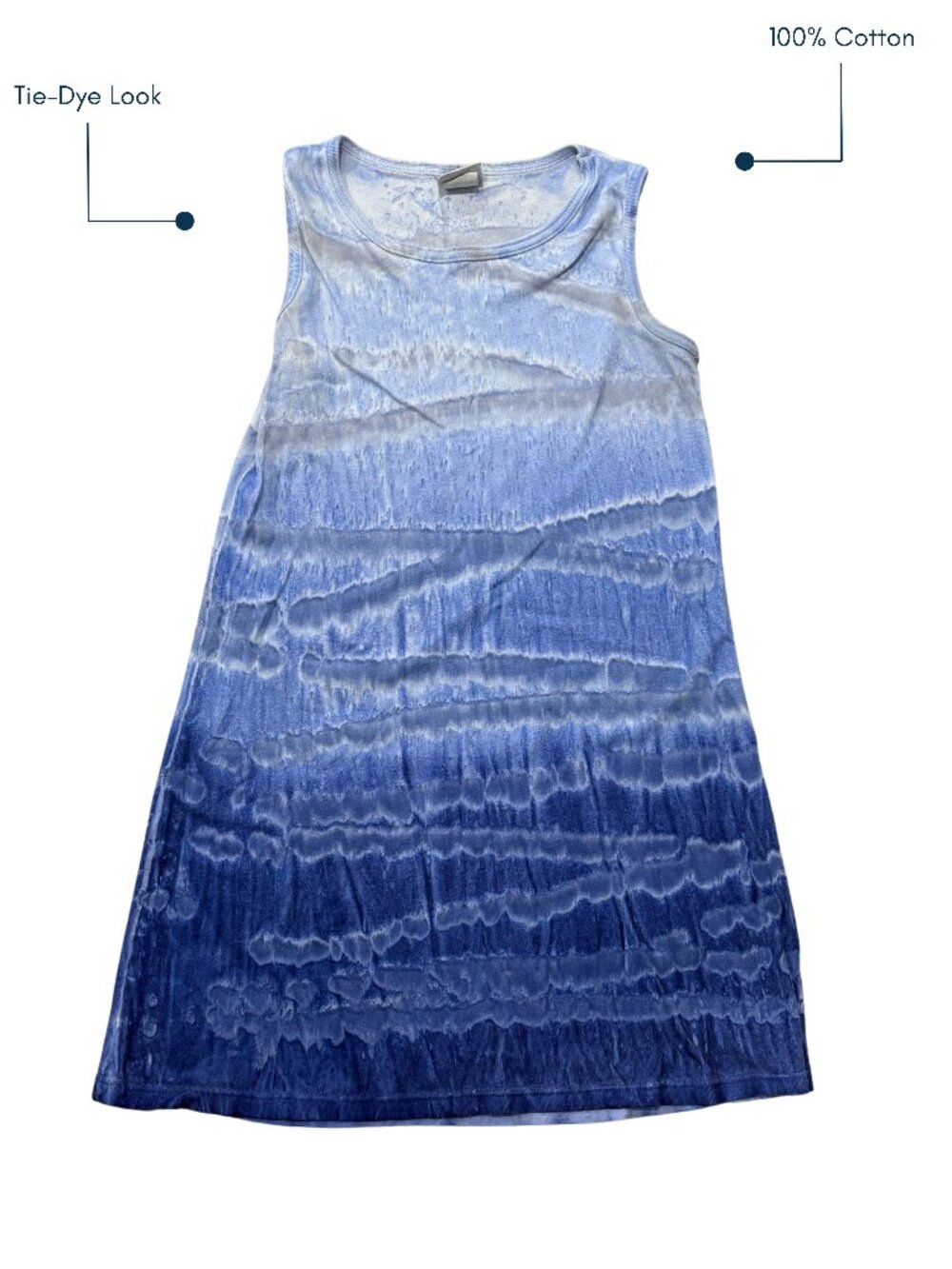 Not So Common Common Threads Tie Dye Dress Med Blue Cotton Tank Style EUC